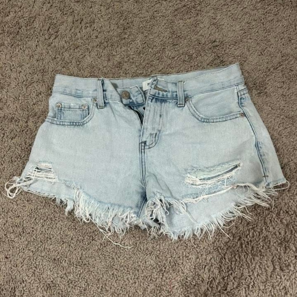 Light Blue Distressed Denim Shorts